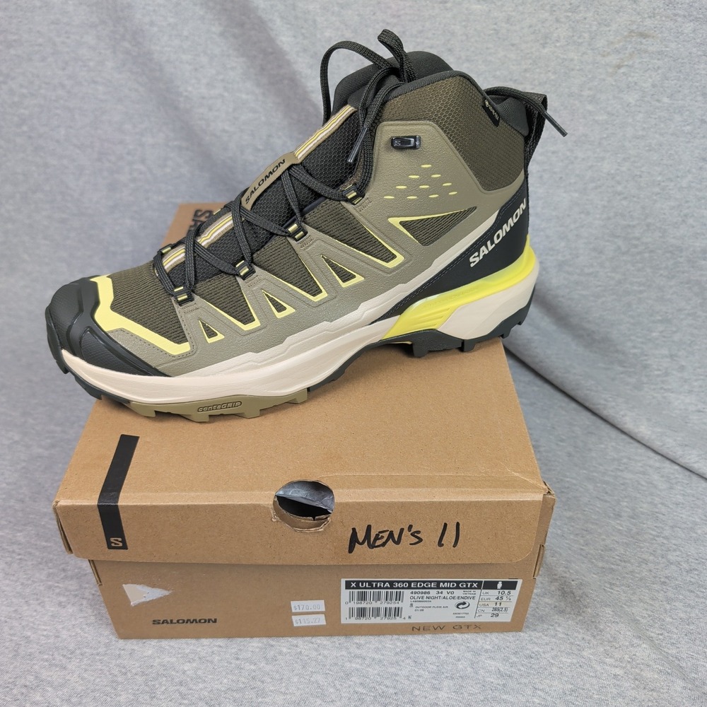 Salomon X Ultra 360 Edge Mid GTX Mens 11 Olive Night Hiking Boots L4909860034
